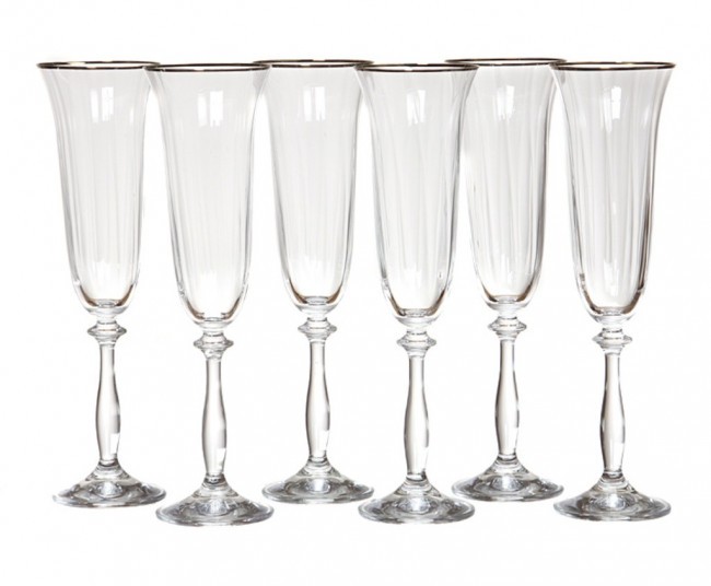 Набор бокалов для шампанского из 6 шт."анжела оптик" 190 мл.высота=25 см. Bohemia Crystal (674-043)