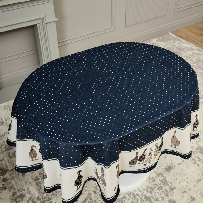 Скатерть овальная "family farm" 160х190см ,синий, 100% хлопок, твил, с пропиткой Lefard (850-742-25) Скатерть овальная "family farm" 160х190см ,синий, 100% хлопок, твил, с пропиткой Lefard (850-742-25)