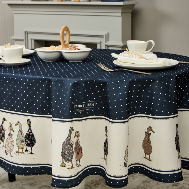 Скатерть овальная "family farm" 160х190см ,синий, 100% хлопок, твил, с пропиткой Lefard (850-742-25) Скатерть овальная "family farm" 160х190см ,синий, 100% хлопок, твил, с пропиткой Lefard (850-742-25)