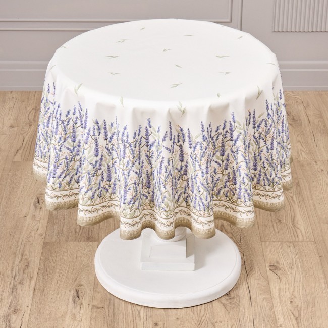 Скатерть круглая "душа прованса" 150 см , 100% хлопок, белый, твил, пропитка Lefard (850-735-27)