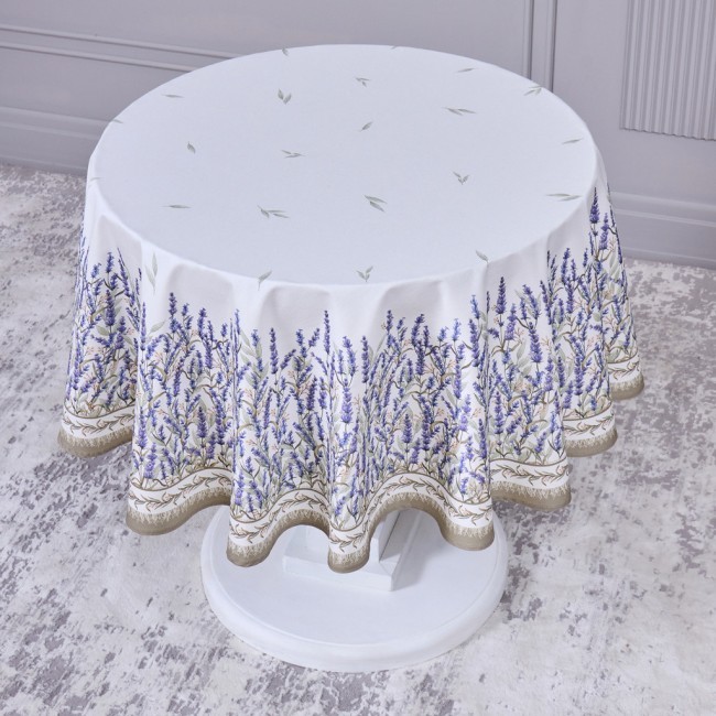 Скатерть круглая "душа прованса" 150 см , 100% хлопок, белый, твил, пропитка Lefard (850-735-27)