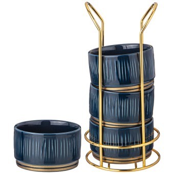 Набор салатников lefard "herbal"  на металл. подставке 4 шт. 9*5 см 230 мл синий Lefard (42-499)