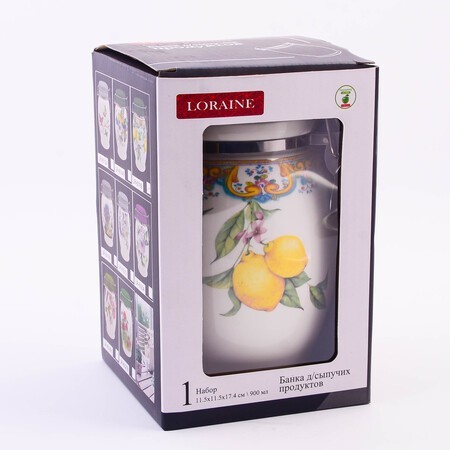 Банка для сыпучих 900мл Лимонный праздник доломит/металл LR (60168)