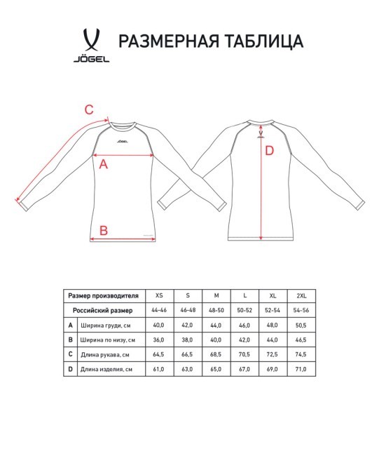 Футболка компрессионная с длинным рукавом JÖGEL PerFormDRY Baselayer Tee LS 2, темно-синий (2117467)