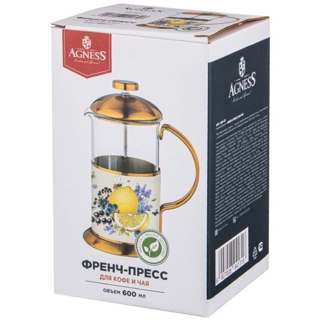 Френч-пресс agness "прованс лимоны" 600 мл Agness (894-131) Френч-пресс agness "прованс лимоны" 600 мл Agness (894-131)