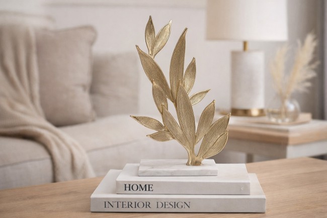 Декор настольный "Flora" зол.мет./мрам.бел 34*19.5*51см (TT-00011230)