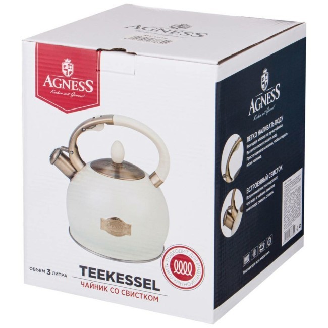 Чайник agness со свистком, серия тюдор, 3,0 л термоаккумулирующее дно, индукция Agness (937-830) Чайник agness со свистком, серия тюдор, 3,0 л термоаккумулирующее дно, индукция Agness (937-830)