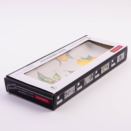 Блюдо сервировочное прямоугольное Лимонный праздник доломит LR (60179) Блюдо сервировочное прямоугольное Лимонный праздник доломит LR (60179)