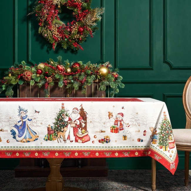 Скатерть "с новым годом" 160х220см ,красный, 100% хлопок,твил пропитка Lefard (850-763-21)