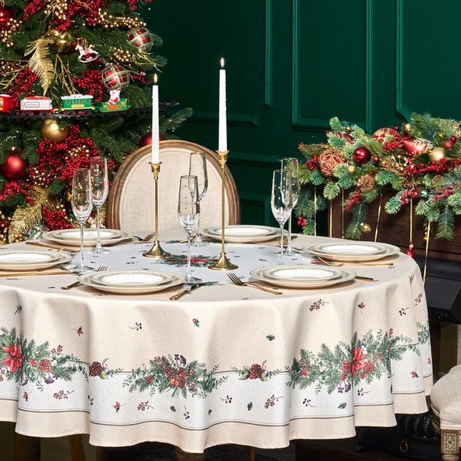 Скатерть  d220 cm круглая, "celebration", цвет: бежевый, tm lefard, полиэстер 100% Lefard (986-001-26)