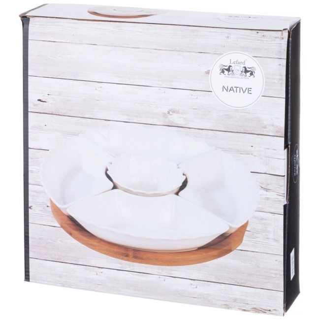 Менажница 5 секций lefard "native" 28 см на дерев. подставке Lefard (587-179) Менажница 5 секций lefard "native" 28 см на дерев. подставке Lefard (587-179)