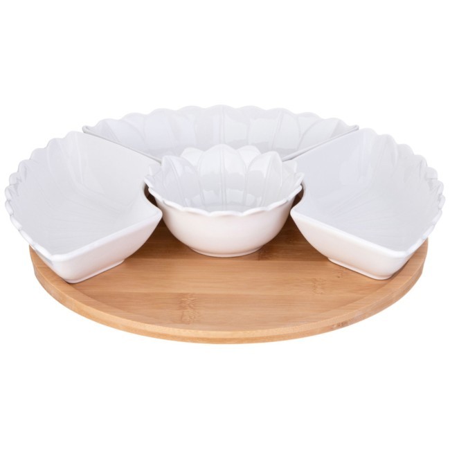 Менажница 5 секций lefard "native" 28 см на дерев. подставке Lefard (587-179) Менажница 5 секций lefard "native" 28 см на дерев. подставке Lefard (587-179)