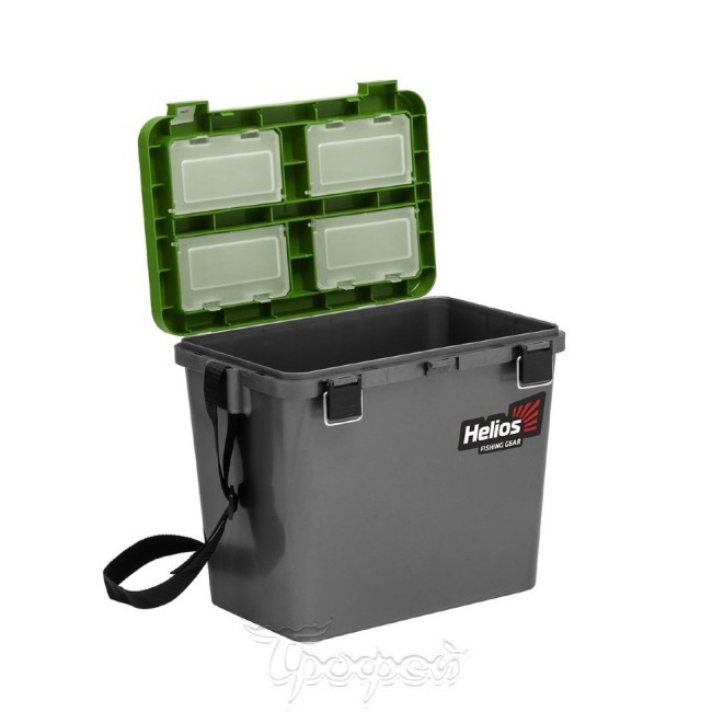 Ящик рыболовный зимний Helios односекционный 19л серый/салатовый (HS-IB-19-GG-1) (70118)