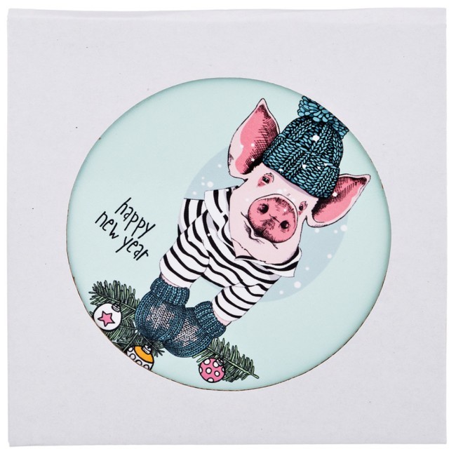 Подставка под горячее "happy new year" навесная с пробковой основой диаметр=14 см Lefard (229-355)
