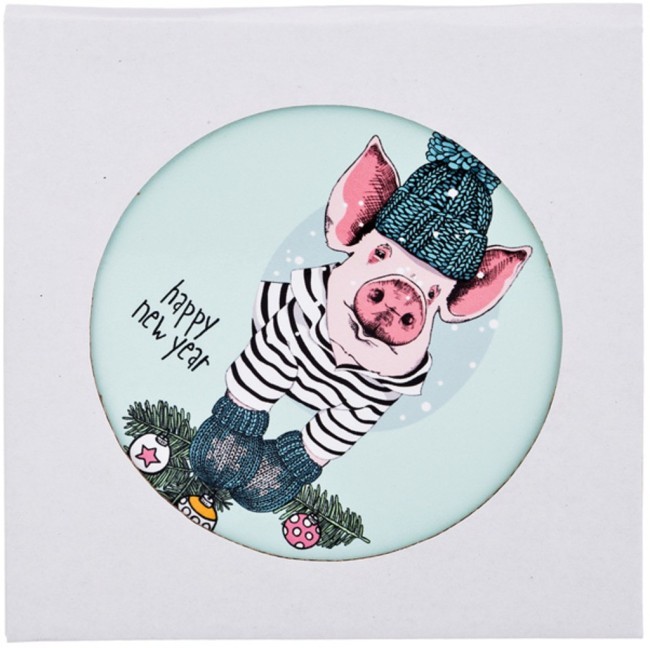 Подставка под горячее "happy new year" навесная с пробковой основой диаметр=14 см Lefard (229-355)