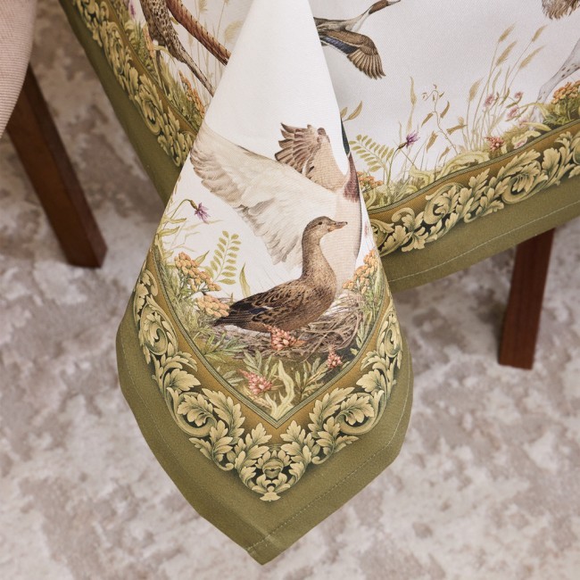 Скатерть "охота"140х180см , 100% хлопок,  зеленый , твил, пропитка Lefard (850-751-2) Скатерть "охота"140х180см , 100% хлопок,  зеленый , твил, пропитка Lefard (850-751-2)