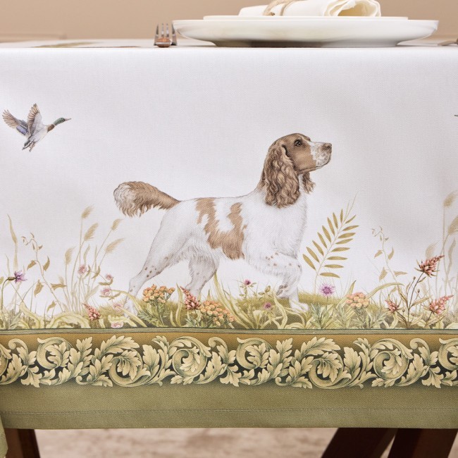 Скатерть "охота"140х180см , 100% хлопок,  зеленый , твил, пропитка Lefard (850-751-2) Скатерть "охота"140х180см , 100% хлопок,  зеленый , твил, пропитка Lefard (850-751-2)