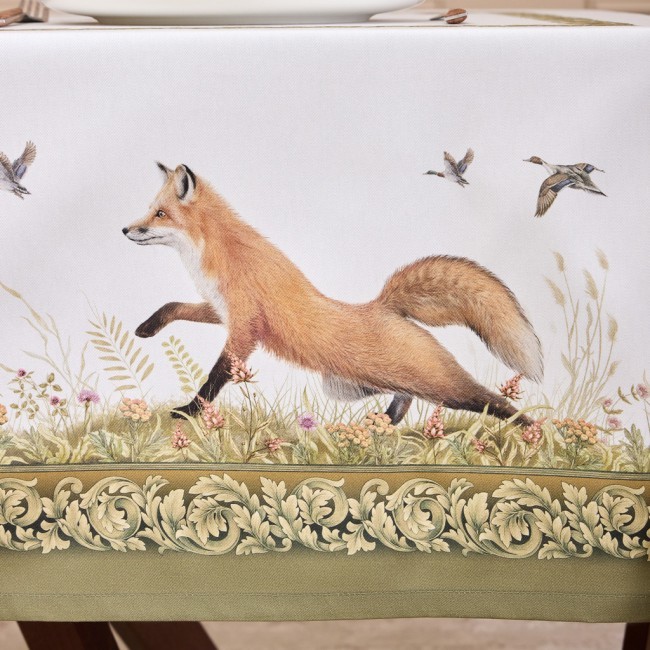 Скатерть "охота"140х180см , 100% хлопок,  зеленый , твил, пропитка Lefard (850-751-2) Скатерть "охота"140х180см , 100% хлопок,  зеленый , твил, пропитка Lefard (850-751-2)