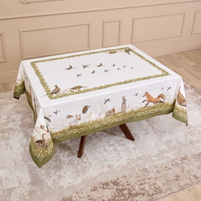 Скатерть "охота"140х180см , 100% хлопок,  зеленый , твил, пропитка Lefard (850-751-2) Скатерть "охота"140х180см , 100% хлопок,  зеленый , твил, пропитка Lefard (850-751-2)