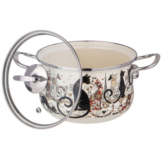 Набор кастрюль agness эмалированных серия "парижские коты", 6пр. 2,0/2,8/3,6л,18х11/20х12/22х13см Agness (934-715) Набор кастрюль agness эмалированных серия "парижские коты", 6пр. 2,0/2,8/3,6л,18х11/20х12/22х13см Agness (934-715)