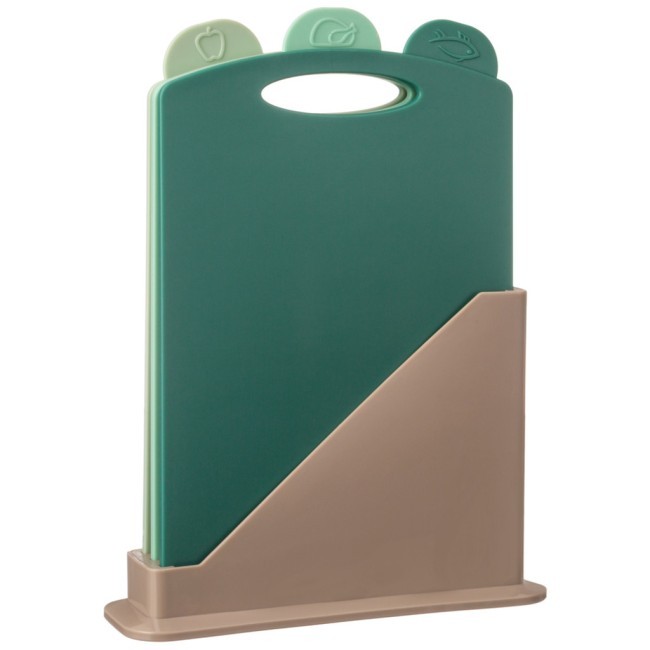 Набор разделочных досок из 3 шт+подставка 24*7.8*17cm цвет: зеленый Agness (671-508)
