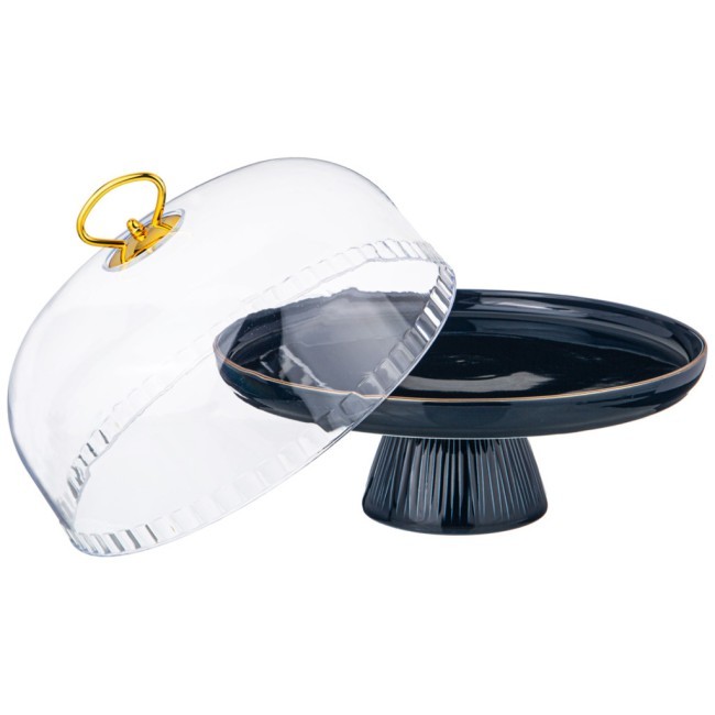 Тортовница lefard "herbal" на ножке 28*23,5 см с пластиковой крышкой синяя Lefard (42-491) Тортовница lefard "herbal" на ножке 28*23,5 см с пластиковой крышкой синяя Lefard (42-491)