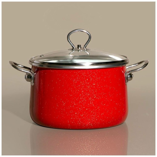 Кастрюля эмалир. со стекл. крышкой с эффектом металлик серия "deluxe" цв:красный 5,2 л. 22х15 см Agness (901-053) Кастрюля эмалир. со стекл. крышкой с эффектом металлик серия "deluxe" цв:красный 5,2 л. 22х15 см Agness (901-053)