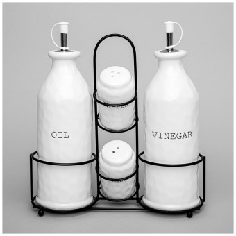 Набор емкостей для масла/уксуса и специй коллекция "kitchen" на подставке 5 пр. 8*20,5 см / 5*8 см Lefard (157-243)