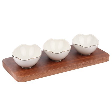 Менажница на подставке 3 блюда 4пр керамика LR (90053-435)