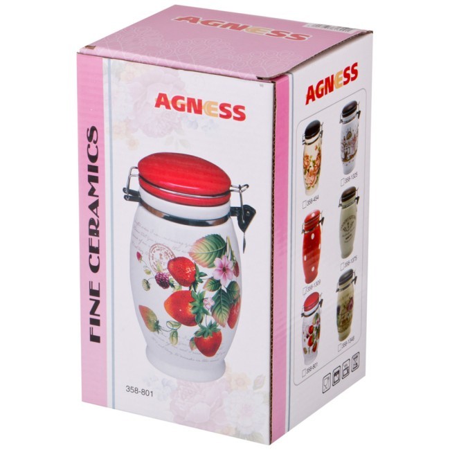 Емкость для сыпучих продуктов "флоренция" 1100 мл. / высота=20 см. Agness (358-1348)