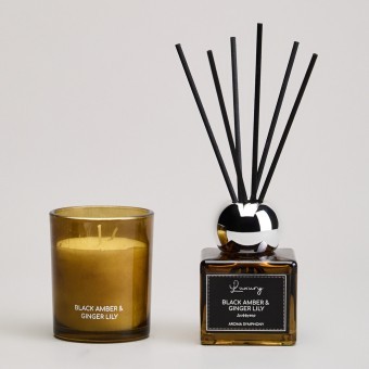 Набор ароматический "luxury" свеча в стакане 6*7,5 см и диффузор 70 мл black amber&ginger lily Lefard (605-119)