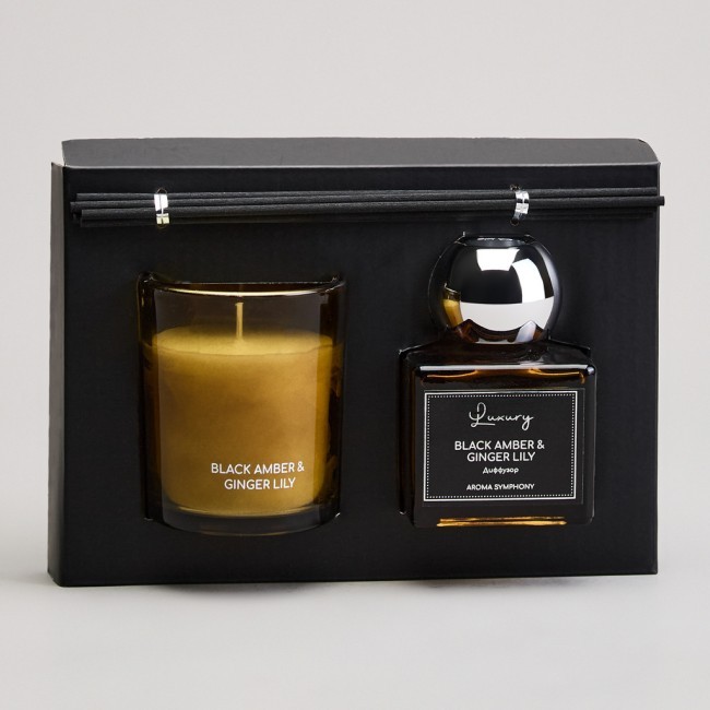 Набор ароматический "luxury" свеча в стакане 6*7,5 см и диффузор 70 мл black amber&ginger lily Lefard (605-119) Набор ароматический "luxury" свеча в стакане 6*7,5 см и диффузор 70 мл black amber&ginger lily Lefard (605-119)