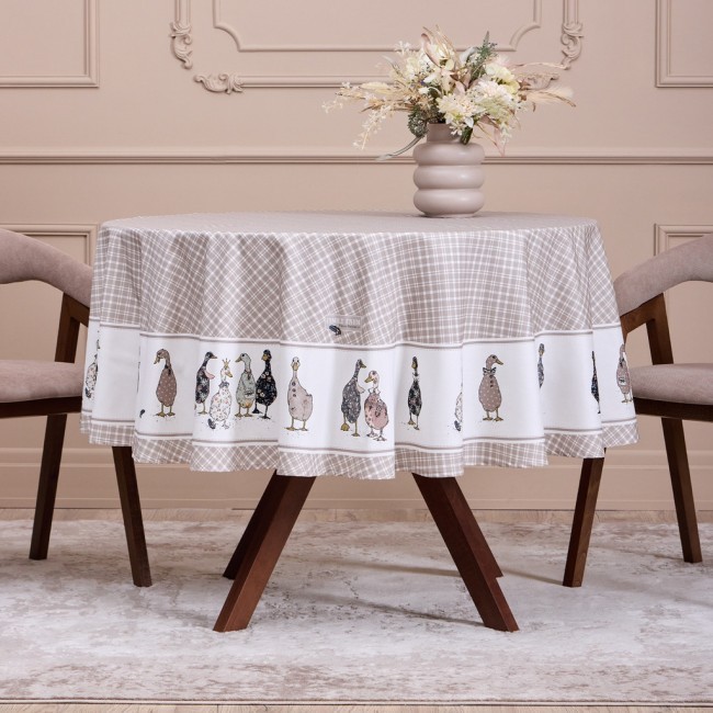 Скатерть "family farm" круглая 190 см , 100% хлопок, клетка , твил, пропитка Lefard (850-748-22)
