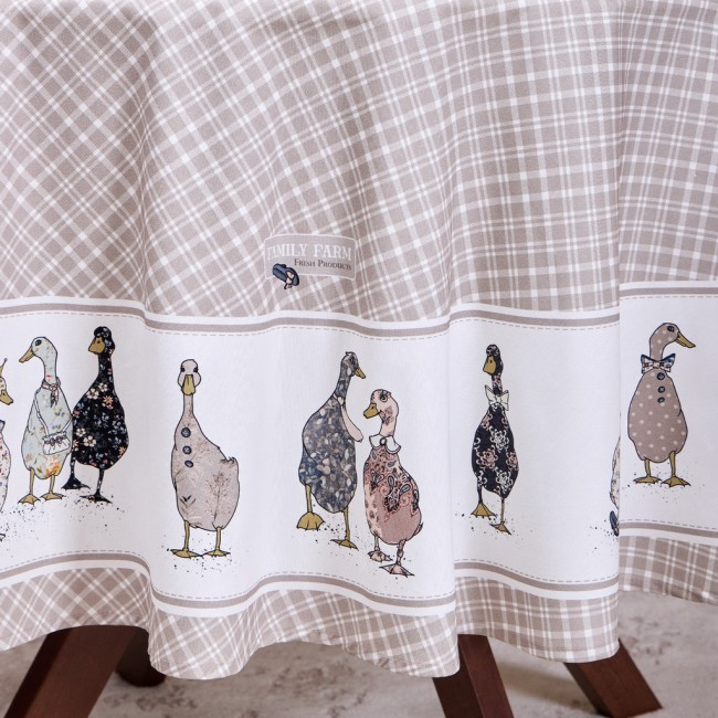 Скатерть "family farm" круглая 190 см , 100% хлопок, клетка , твил, пропитка Lefard (850-748-22)