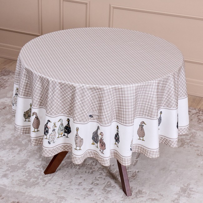 Скатерть "family farm" круглая 190 см , 100% хлопок, клетка , твил, пропитка Lefard (850-748-22)