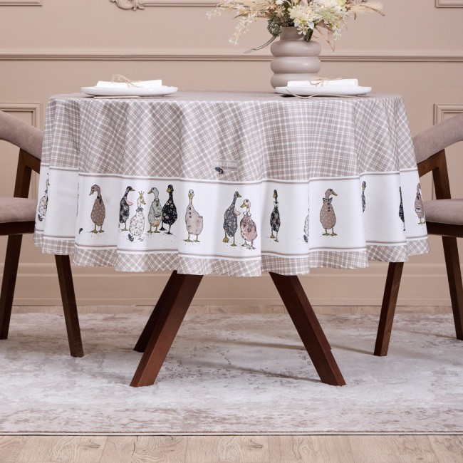 Скатерть "family farm" круглая 190 см , 100% хлопок, клетка , твил, пропитка Lefard (850-748-22)