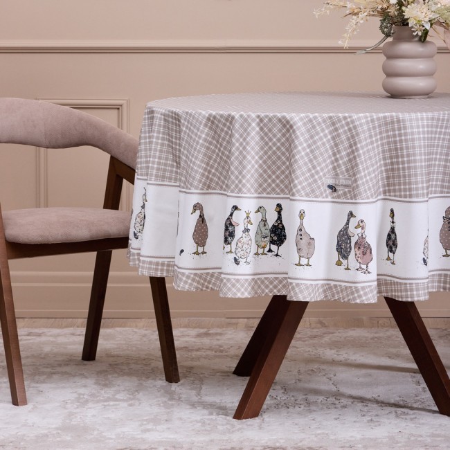 Скатерть "family farm" круглая 190 см , 100% хлопок, клетка , твил, пропитка Lefard (850-748-22)