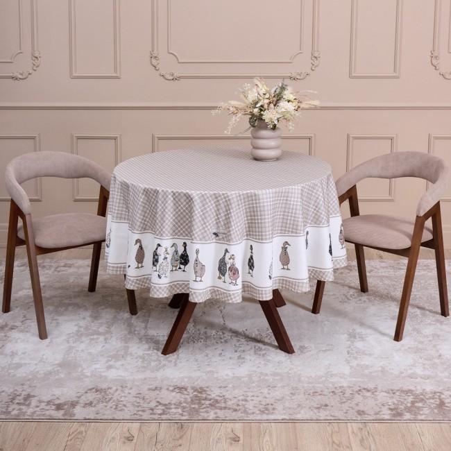 Скатерть "family farm" круглая 190 см , 100% хлопок, клетка , твил, пропитка Lefard (850-748-22)