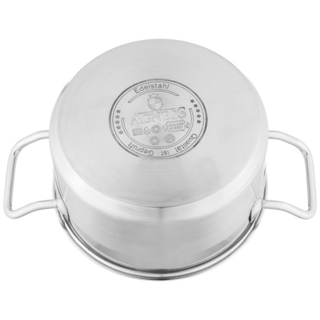 Кастрюля agness 16x10 см 1,8 л высококачественная нерж сталь 18/10 со стекл.крышкой Agness (916-450)