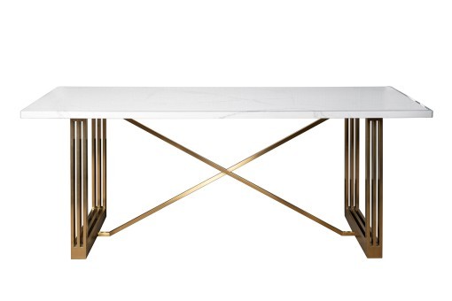 Стол обеденный белый / браш.золото 200*100*76см (TT-00013557)