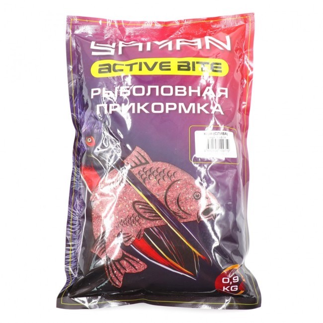 Прикормка Yaman Active Bite Карп (слива), цв. красный, 900 г Y-AB-04 (87504)