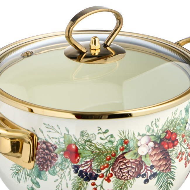 Кастрюля эмалированная agness со стеклянной крышкой серия "celebration", 2.0 л, 18*11 см Agness (943-083)