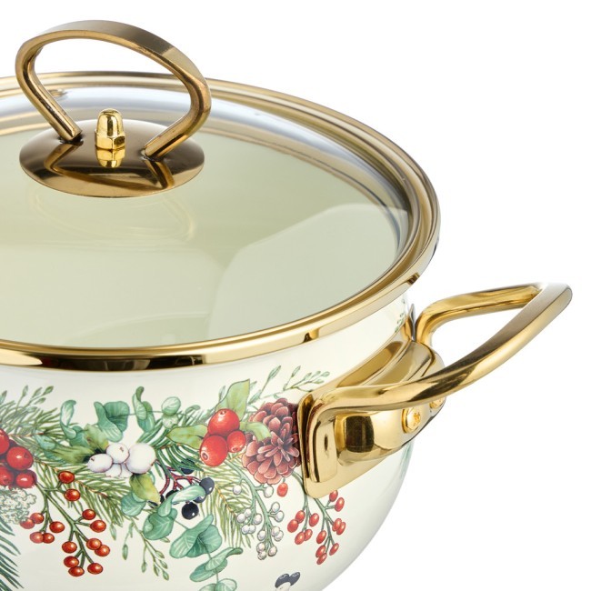 Кастрюля эмалированная agness со стеклянной крышкой серия "celebration", 2.0 л, 18*11 см Agness (943-083)