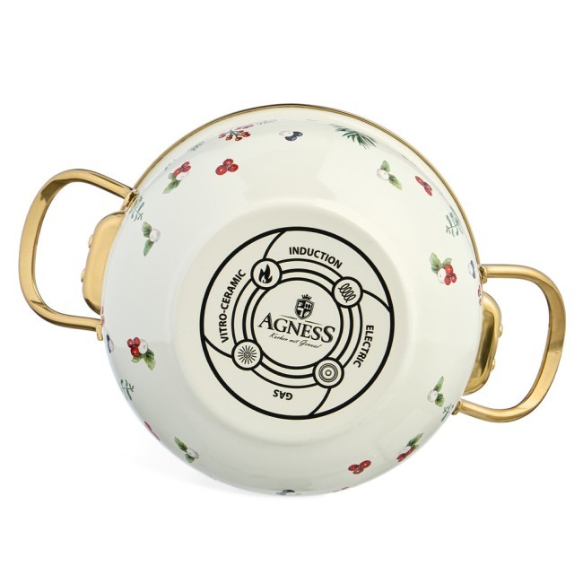 Кастрюля эмалированная agness со стеклянной крышкой серия "celebration", 2.0 л, 18*11 см Agness (943-083)