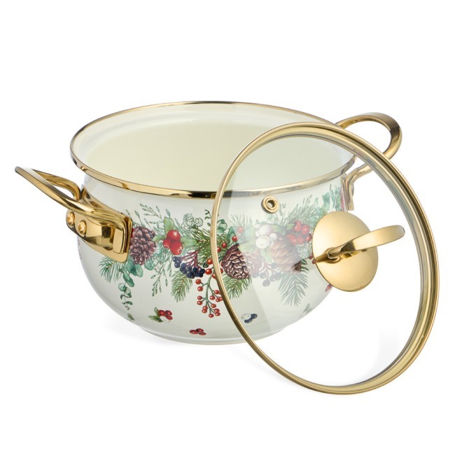 Кастрюля эмалированная agness со стеклянной крышкой серия "celebration", 2.0 л, 18*11 см Agness (943-083)